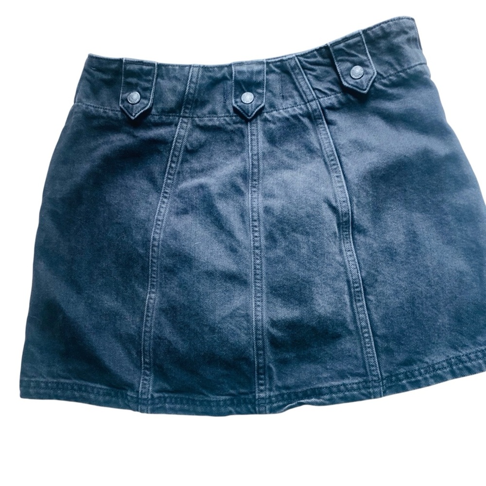 ⭐️ FREE PEOPLE Black Denim Micro Mink Skirt Y2K - Picture 2 of 4